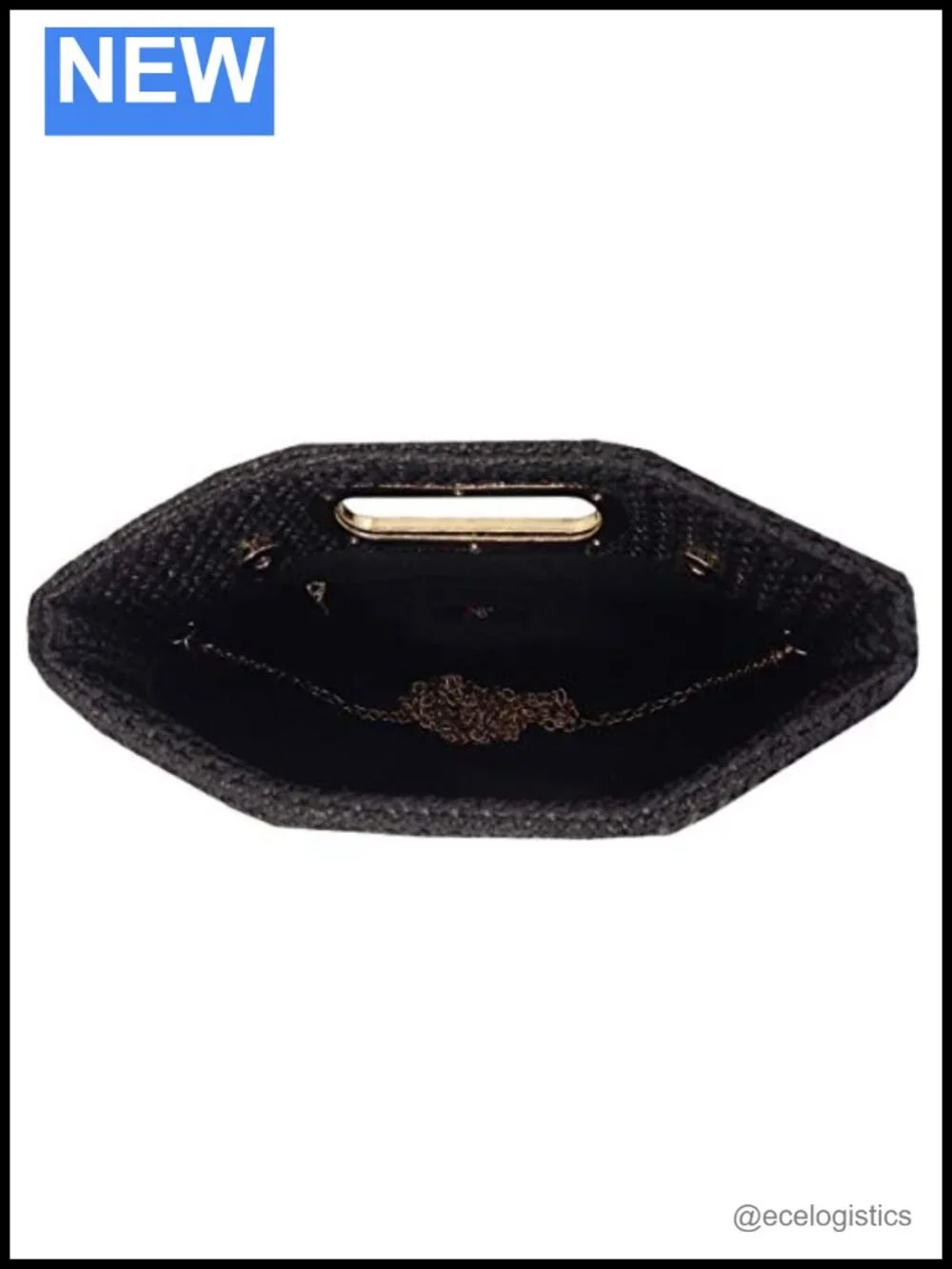 Straw Top Handle Clutch with Detachable Chain Handbag
